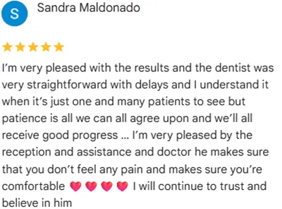 Dentist Raleigh NC Sandra Maldonado Testimonial